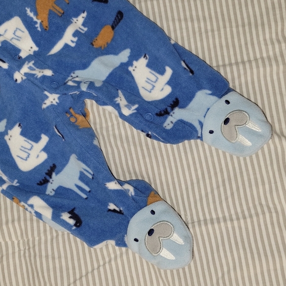 5/$25 Carter's Artic Animal Fleece Footie pajama Size 3M - Picture 2 of 7